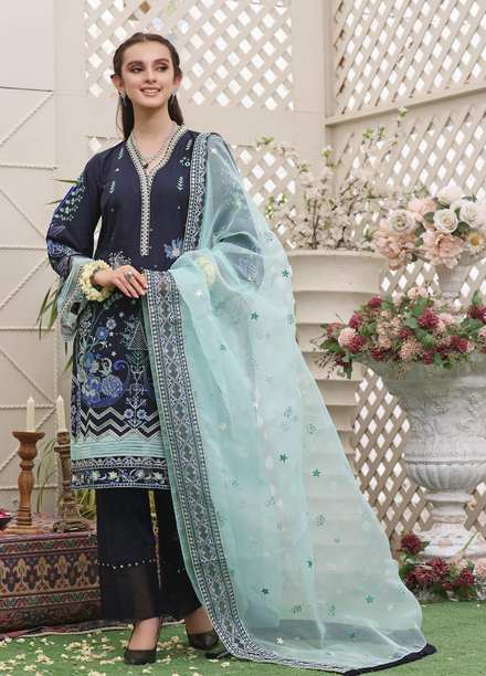 Daud Abbas Embroidered Lawn Suits Unstitched 3 Piece DA22BBE LEC-1005 Dina - Luxury Festive Collection