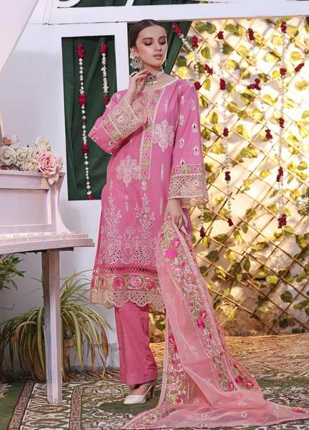 Daud Abbas Embroidered Lawn Suits Unstitched 3 Piece DA22BBE LEC-1006 Zaibaish - Luxury Festive Collection