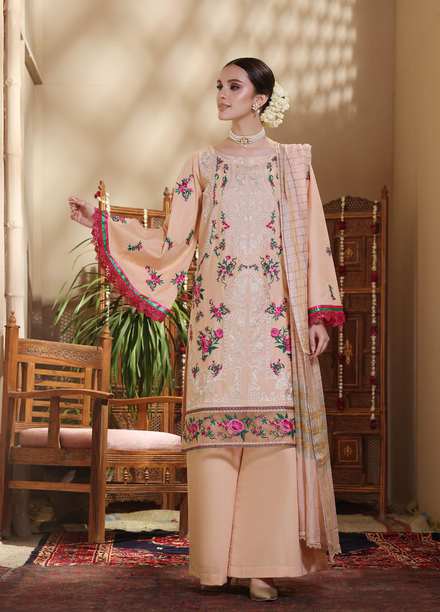 Daud Abbas Embroidered Lawn Suits Unstitched 3 Piece DA22BBE LEC-1008 Zeenat - Luxury Festive Collection