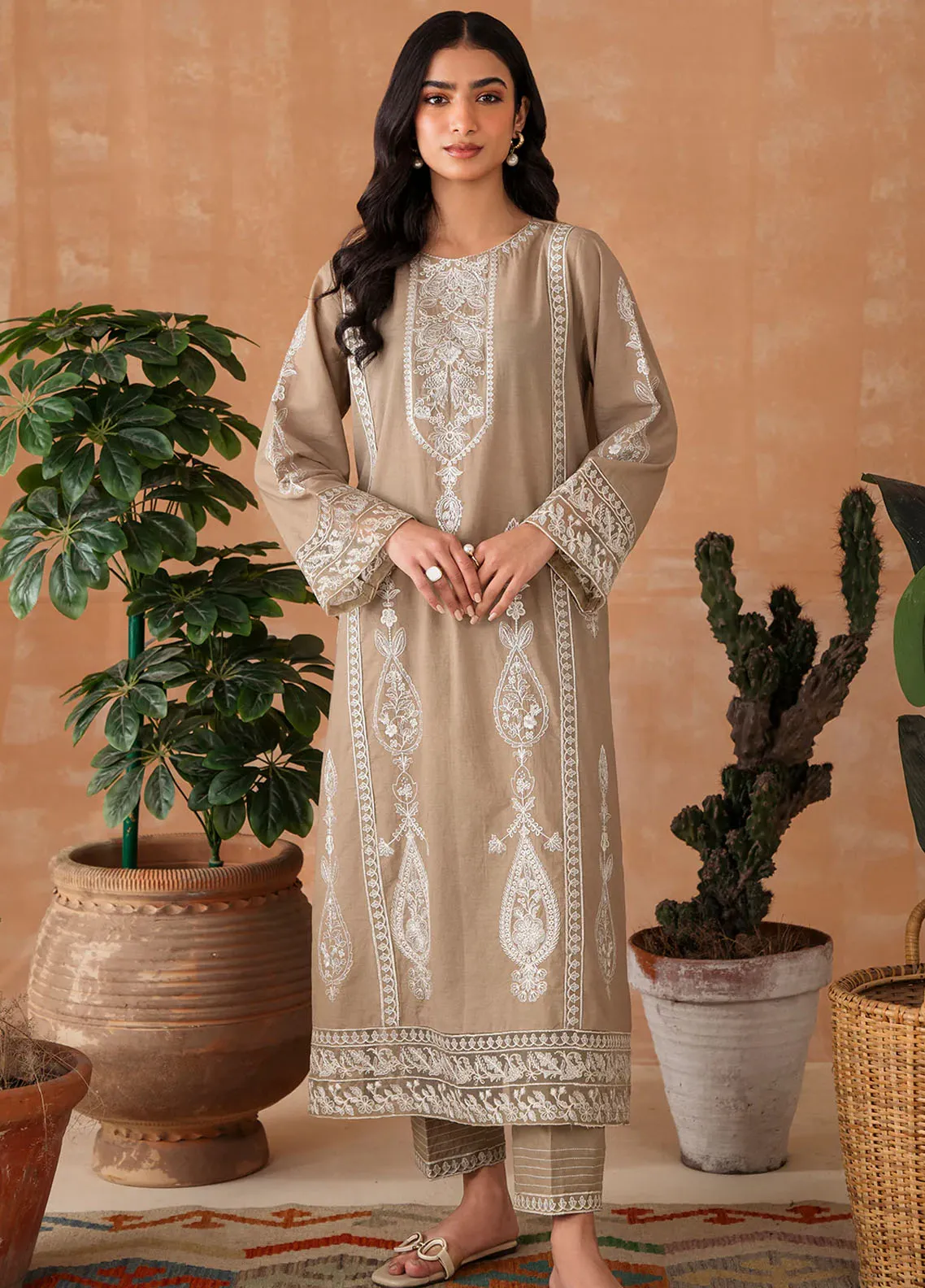 Hana Luxury Pret Embroidered Grip 2 Piece Suit Peach Merlin main image 1