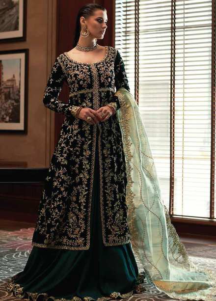 Destiny by Mushq Embroidered Velvet Suits Unstitched 3 Piece MQ22D MV22-02 Mirage - Luxury Collection