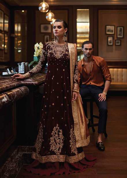 Destiny by Mushq Embroidered Velvet Suits Unstitched 3 Piece MQ22D MV22-08 Utopia - Luxury Collection