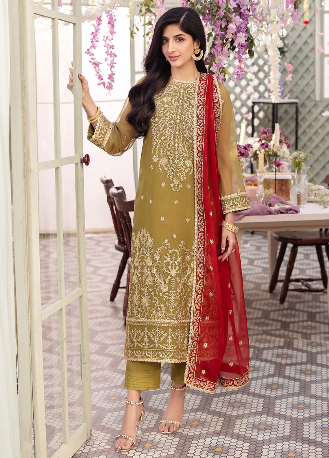 Alizeh Fashion by Bilal Embroidery Embroidered Chiffon Suit Unstitched 3 Piece AFB22F 04 Lale - Festive Collection main image 1