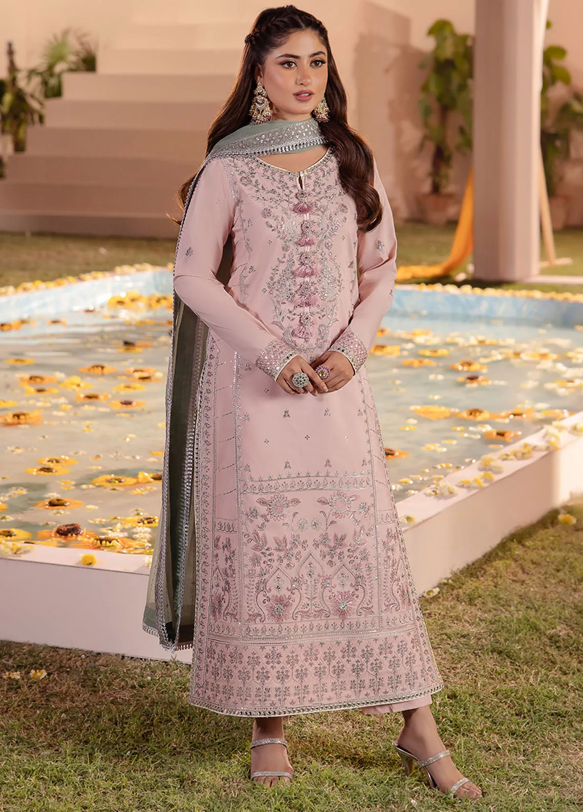ASIM JOFA-3PC DHANAK EMBROIDERED SHIRT WITH BAMBER CHIFFON DUPATTA-ADR-4079