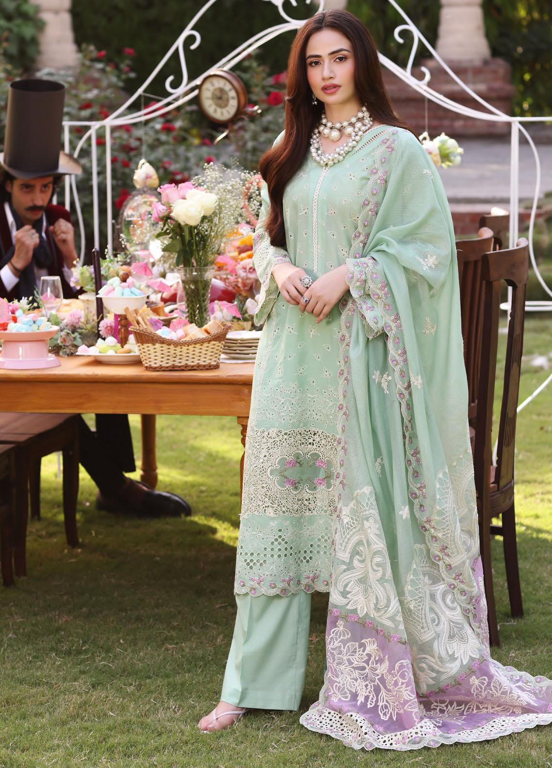 Celebrations by Elaf Embroidered Organza Suits Unstitched 3 Piece EF22C ECC-4 Mariee - Luxury Collection