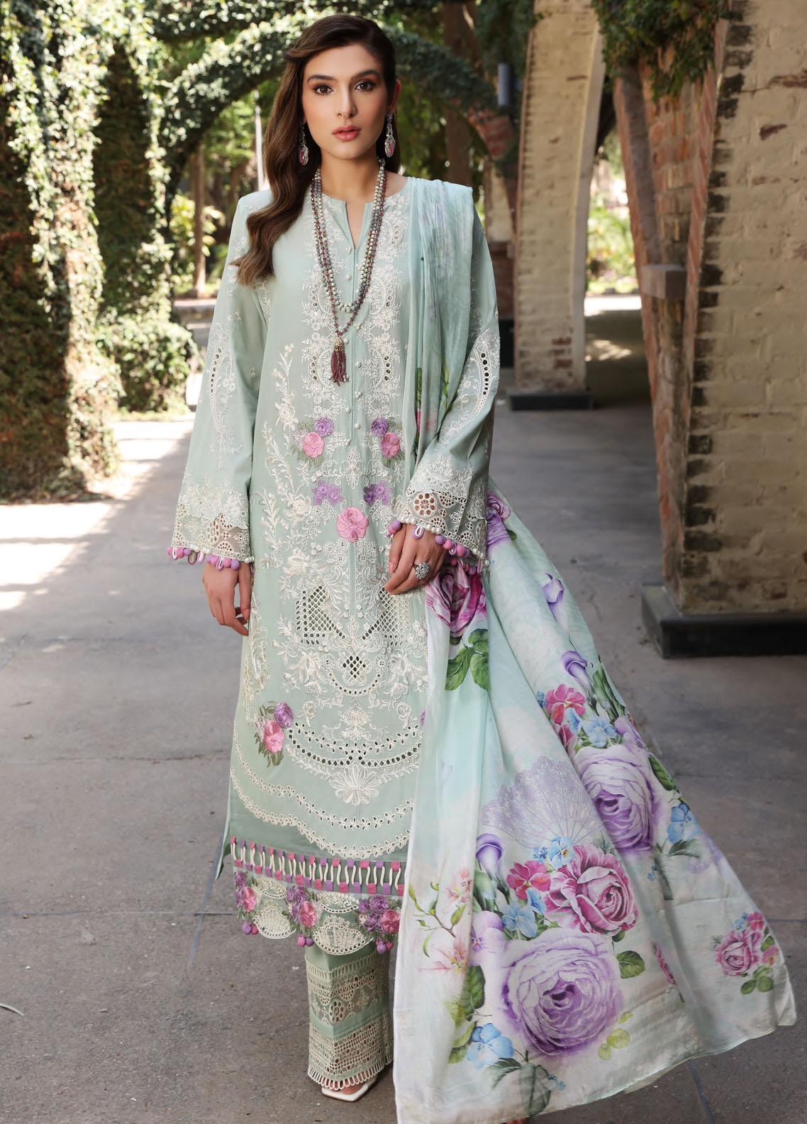 Elaf Embroidered Chikankari Lawn Unstitched 3 Piece Suit - ERC-8A Sahaa - EL26CHK - Pink - Summer Collection main image 0