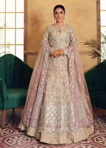 Elaf Embroidered Net Suits Unstitched 3 Piece EL21PB EBC-04 Jewel - Luxury Bridal Collection