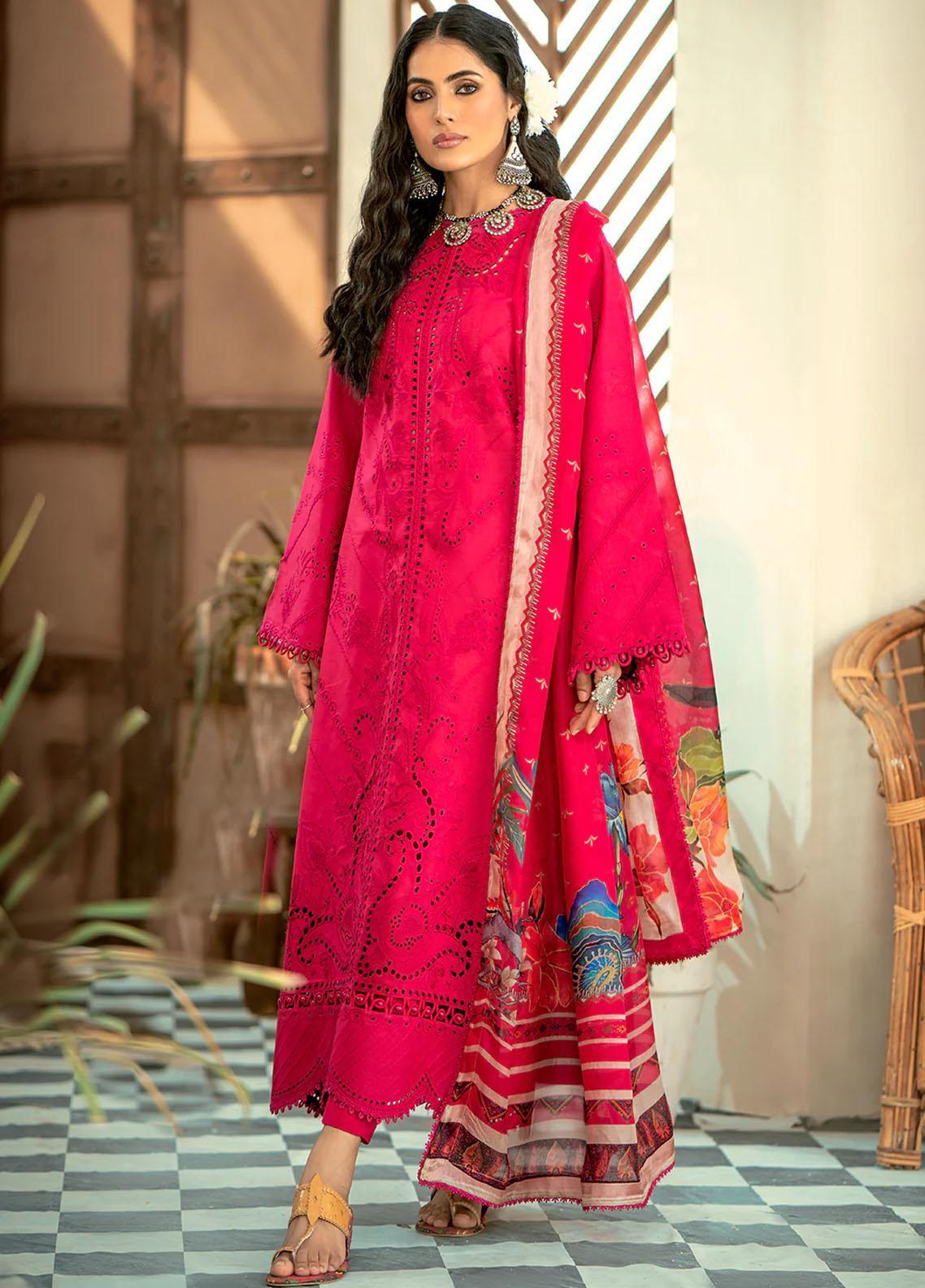 BIN ILYAS-3PC LAWN HEAVY EMBROIDERED SHIRT WITH KHADDI NET EMBROIDERED DUPATTA & LAWN TOUSER-ADR-4724 main image 0