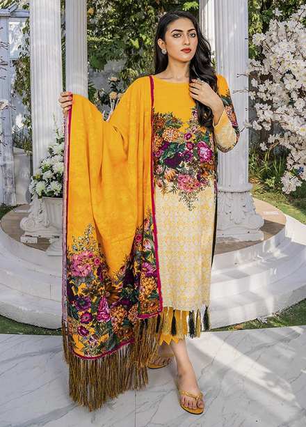 Eshaal Adina By AY Textile Printed Khaddar Suits Unstitched 3 Piece AYT22K 02 - Winter Collection