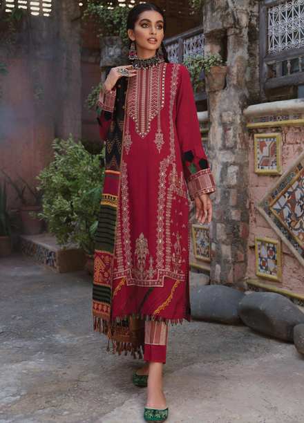 Faixa Faixal Premium by Ittehad Textiles Embroidered Linen Suits Unstitched 3 Piece IT21FXP D-10 JHUMRI - Winter Collection