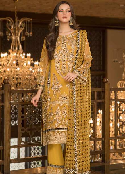 Farahnosh By Aroshi Embroidered Organza Suits Unstitched 3 Piece ASH22F Gul-e-Kokab - Luxury Collection