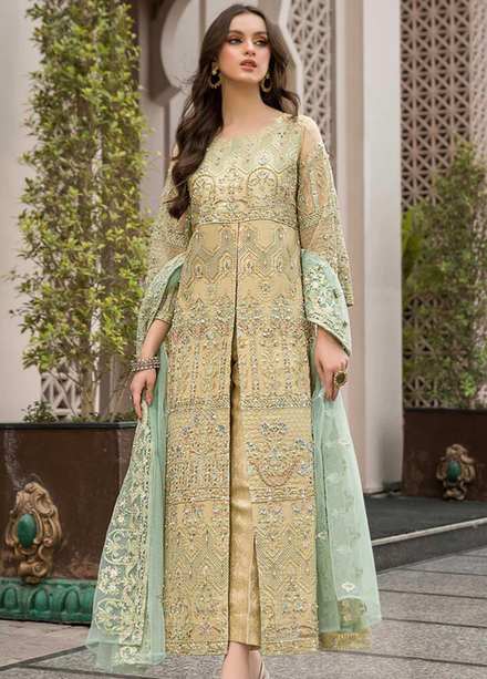 Farahnosh By Aroshi Embroidered Organza Suits Unstitched 3 Piece ASH22F Mist - Luxury Collection