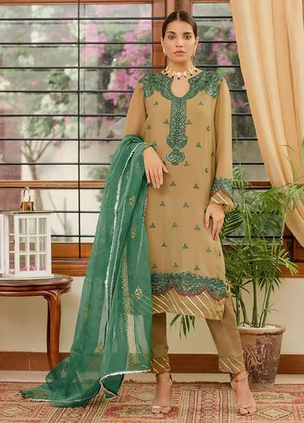 LA FLORA By Fascino Embroidered Chiffon Suits Unstitched 3 Piece FN21-LF2 Aztec Bloom - Luxury Collection