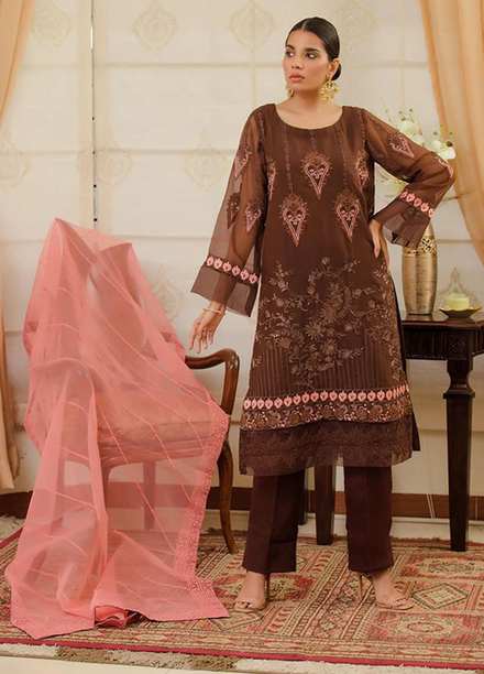 LA FLORA By Fascino Embroidered Chiffon Suits Unstitched 3 Piece FN21-LF2 Symphony - Luxury Collection