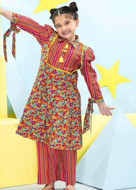 Five Star Classic Kids Cotton Printed Cambric Suits Unstitched 2 Piece FS21CK 704-B - Winter Collection