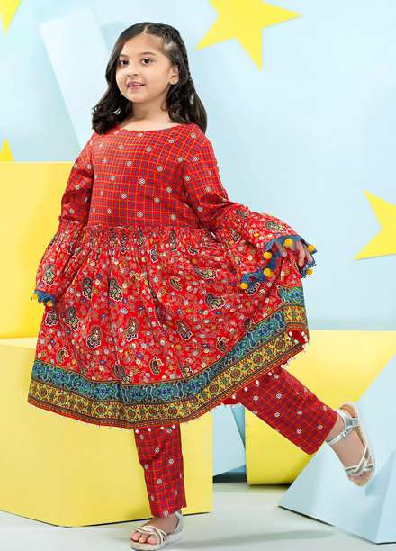 Five Star Classic Kids Cotton Printed Cambric Suits Unstitched 2 Piece FS21CK 708-B - Winter Collection