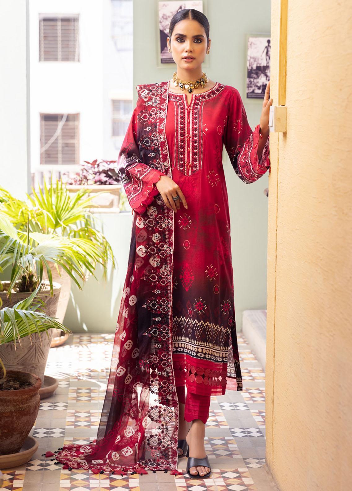 Gardenia by Nureh Unstitched Embroidered Lawn 3 Piece Suit NU26UGL NSG-199 - Summer Collection