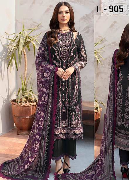 Ghazal By Ramsha Embroidered Lawn Suits Unstitched 3 Piece RSH24G L-905 - Summer Collection