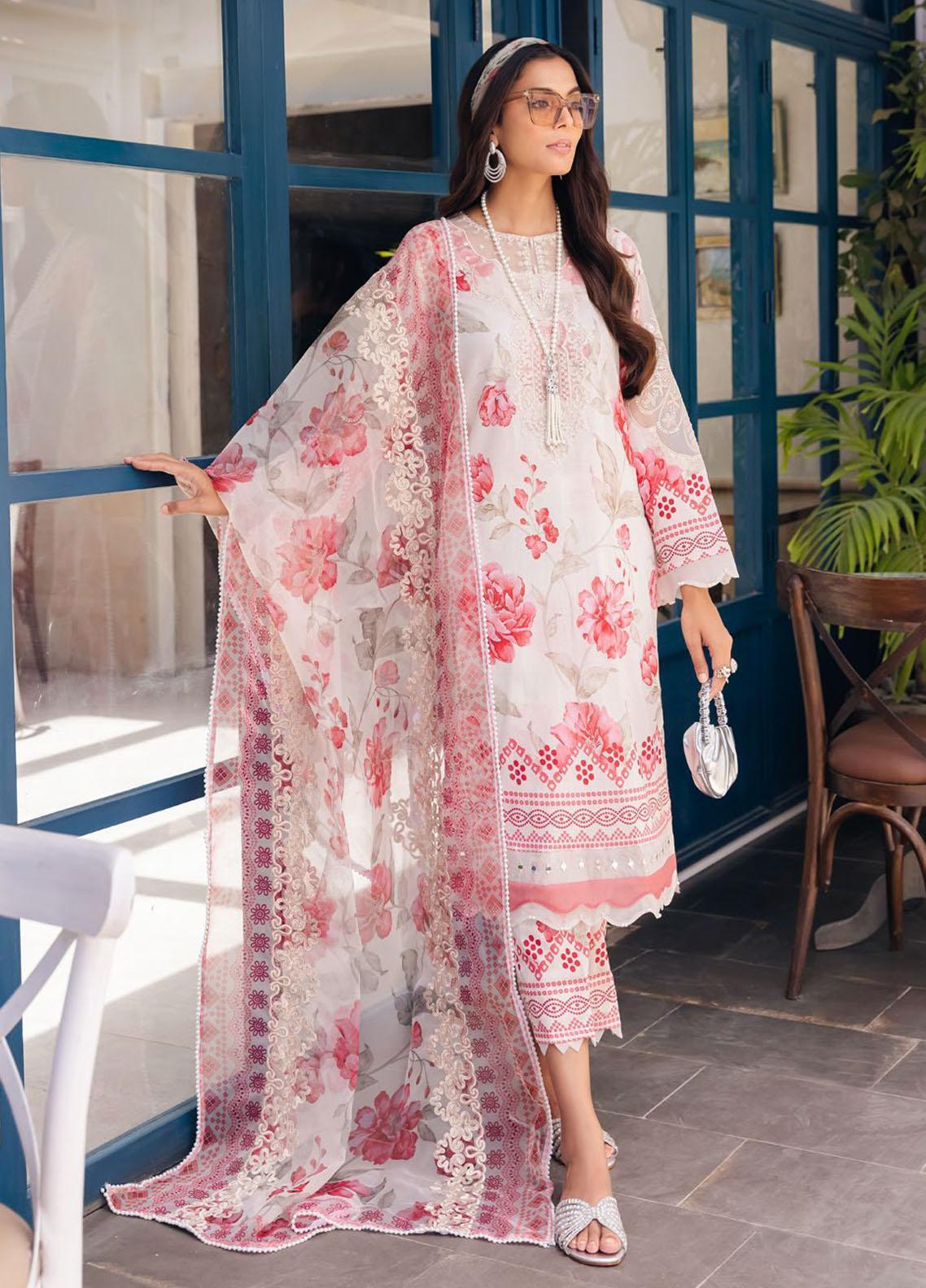 Nureh Chikankari Swiss Lawn Suits Unstitched 4 Piece NU25KE NE-151 - Summer Collection