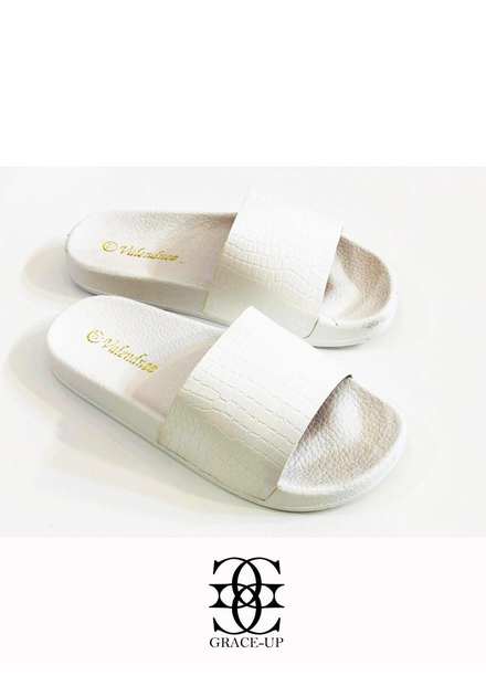 Grace Up Shoes Casual Style  Slippers  W85 WHITE