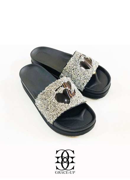 Grace Up Shoes Casual Style  Slippers  W91 SILVER