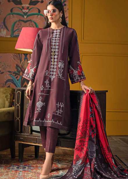 Gul Ahmed Embroidered Khaddar Suits Unstitched 3 Piece GA21WK K-12013 - Winter Collection