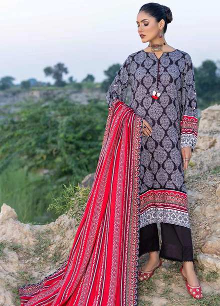 Gul Ahmed Printed Linen Suits Unstitched 3 Piece GA22LN LT-22008A - Winter Collection