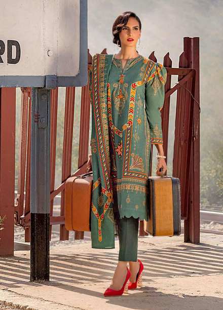 Gul Ahmed Printed Khaddar Suits Unstitched 3 Piece GA21JW K-12026 B   - Winter Collection