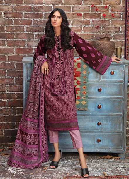 Gul Ahmed Printed Khaddar Suits Unstitched 3 Piece GA21JW K-12027 A   - Winter Collection