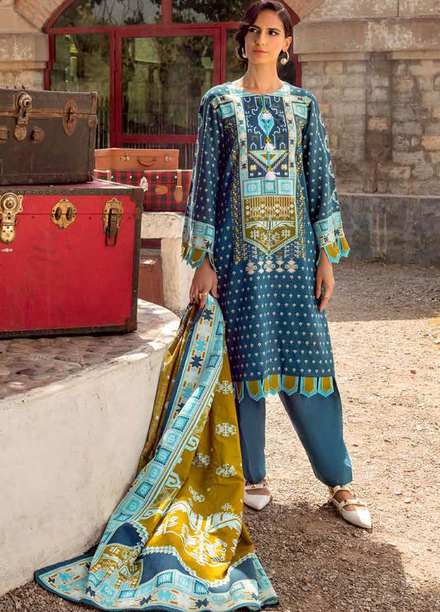 Gul Ahmed Printed Khaddar Suits Unstitched 3 Piece GA21JW K-12028 A   - Winter Collection