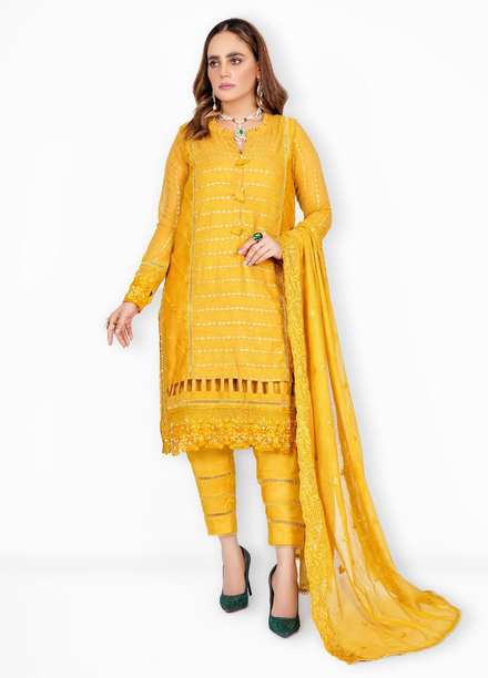 Diva Pret Luxury Pret  Cotton Net 3 Piece DV22GLN Pukhraj