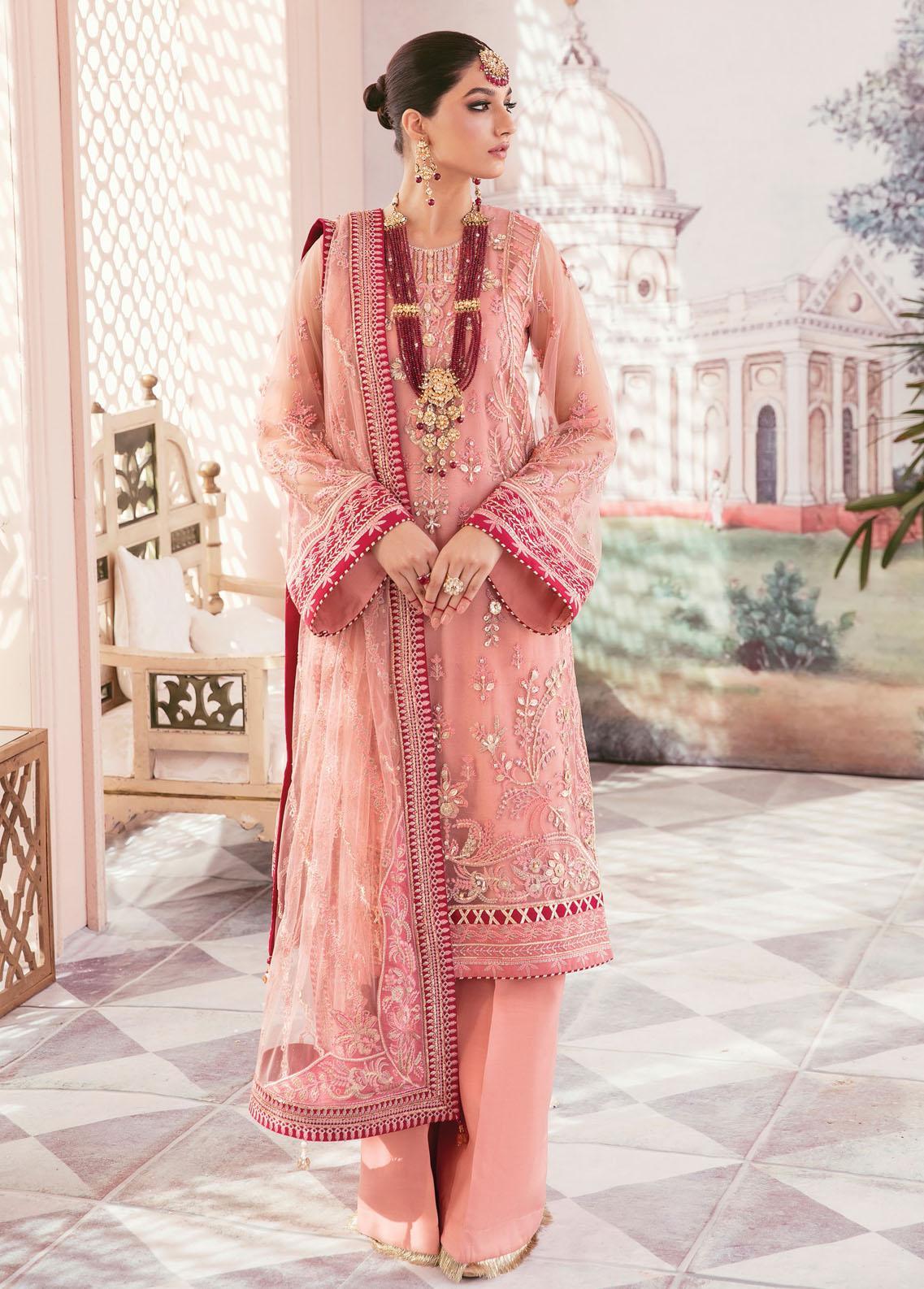 Gulaal Luxury Pret Embroidered Net 3 Piece Dress GL22MHR Mahjabeen