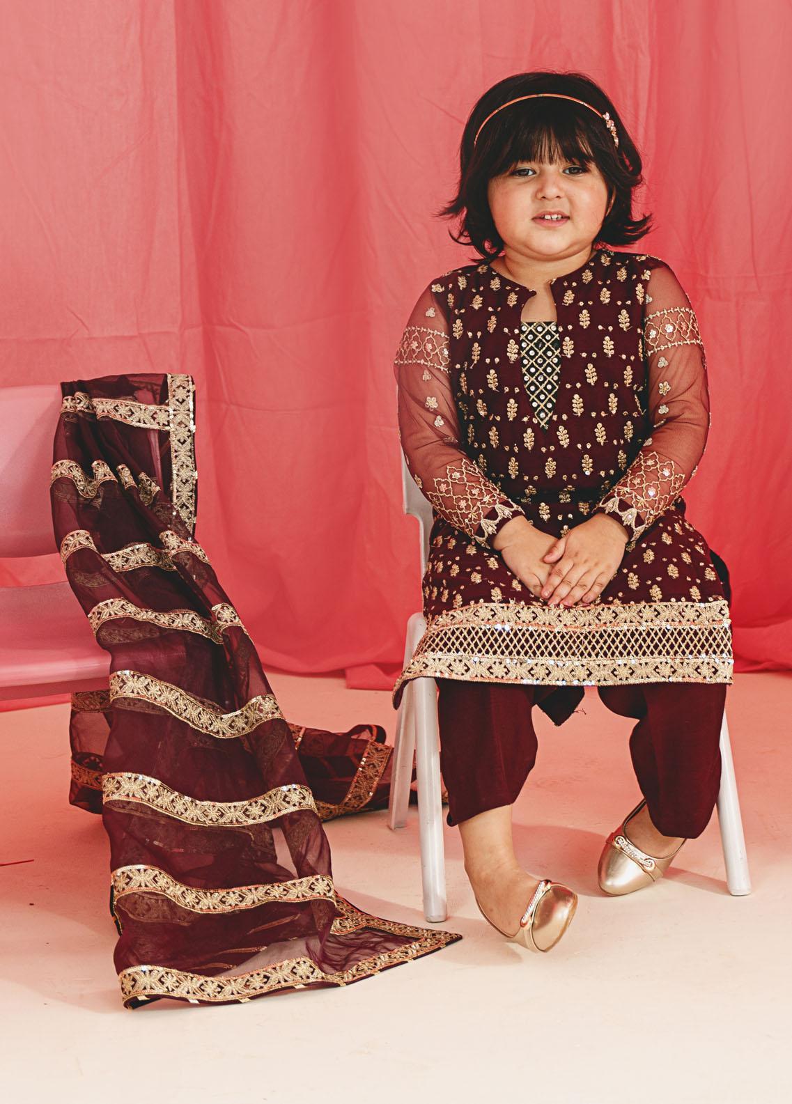 Gulaal Luxury Pret Embroidered Net 3 Piece Dress GL22MHR Mahjabeen main image 1