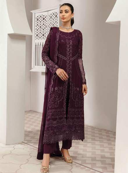 Gulmira By House of Nawab Embroidered Chiffon Suits Unstitched 3 Piece HON22-G2 03 Zrah - Luxury Collection