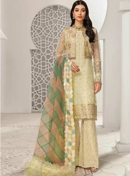 Gulmira By House of Nawab Embroidered Organza Suits Unstitched 3 Piece HON22-G2 07 Meharma - Luxury Collection