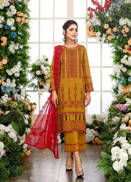 Hues by Humdum Embroidered Viscose Suits Unstitched 3 Piece HD22H 04 - Winter Collection