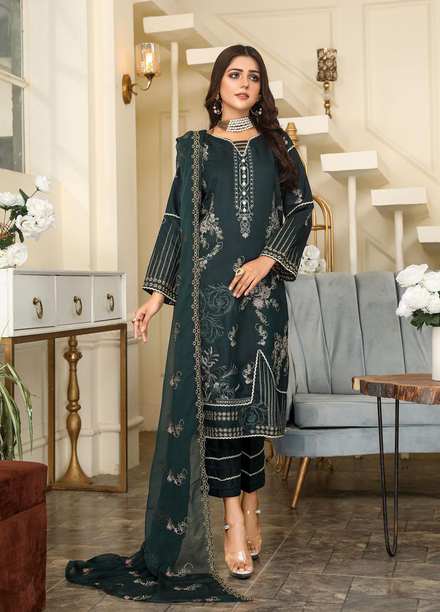 Hues by Humdum Embroidered Viscose Suits Unstitched 3 Piece HD22H 07 - Winter Collection