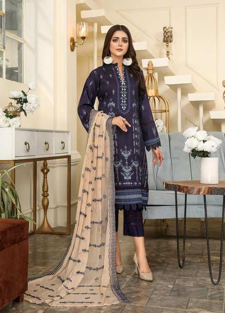 Hues by Humdum Embroidered Viscose Suits Unstitched 3 Piece HD22H 09 - Winter Collection