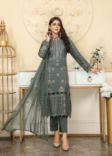 Hues by Humdum Embroidered Viscose Suits Unstitched 3 Piece HD22H 10 - Winter Collection