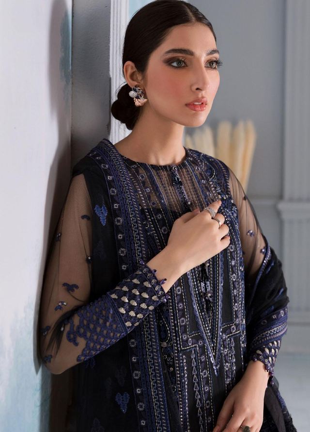 Iris by Jazmin Embroidered Net Suits Unstitched 3 Piece JZ21IRL D-07 KAYA - Formals Collection