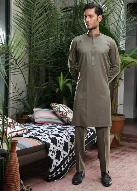 Istor Wash N Wear Formal Men Kurta Pajama -  MARKHOR DUSTY OLIVE IST-48
