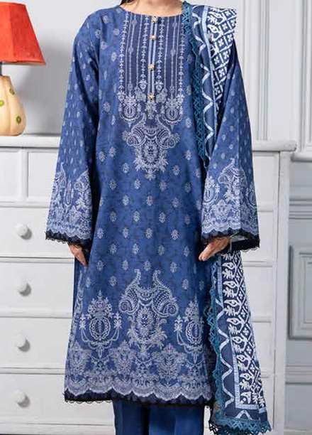 Ittehad Textiles Printed Khaddar Suits Unstitched 3 Piece ITD21K DGK-WHIMSY BLUE - Winter Collection