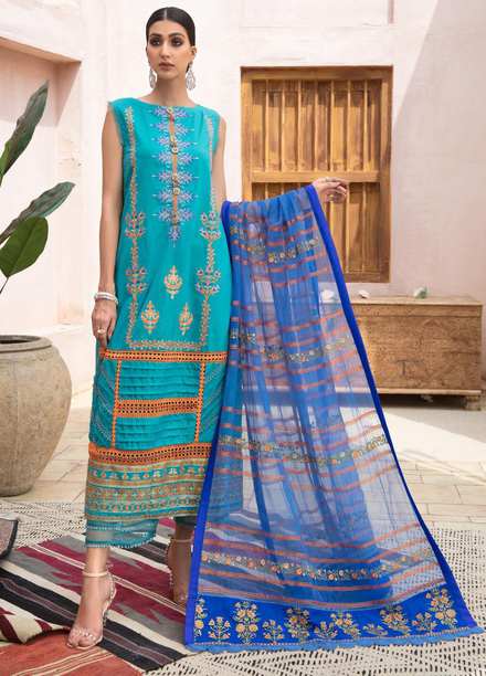 Ittehad Textiles Embroidered Lawn Suits Unstitched 3 Piece IT21SF MAVI - Summer Collection