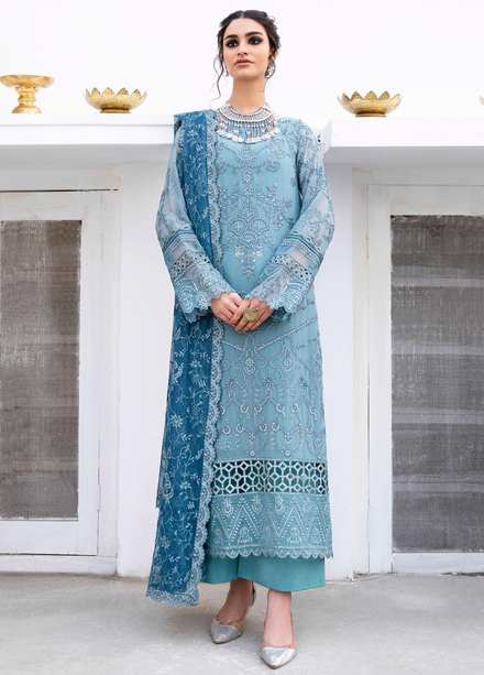 Iznik Embroidered Chiffon Suits Unstitched 3 Piece IZ23-C2 CC-14 Ella - Luxury Collection