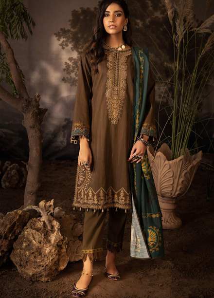 Iznik Embroidered Linen Suits Unstitched 3 Piece IZ21ZF ILC-03 Layina - Winter Collection