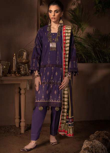 Iznik Embroidered Linen Suits Unstitched 3 Piece IZ21ZF ILC-05 Shajea - Winter Collection