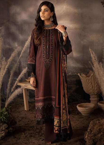 Iznik Embroidered Linen Suits Unstitched 3 Piece IZ21ZF ILC-09 Iba - Winter Collection