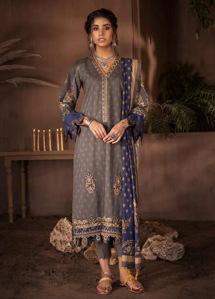 Iznik Embroidered Linen Suits Unstitched 3 Piece IZ21ZF ILC-12 Aniza - Winter Collection