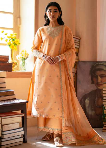 SERAN - 3PC LAWN EMBROIDERED SHIRT WITH CHIFFON PRINTED DUPATTA AND TROUSER - HZG2895 main image 0