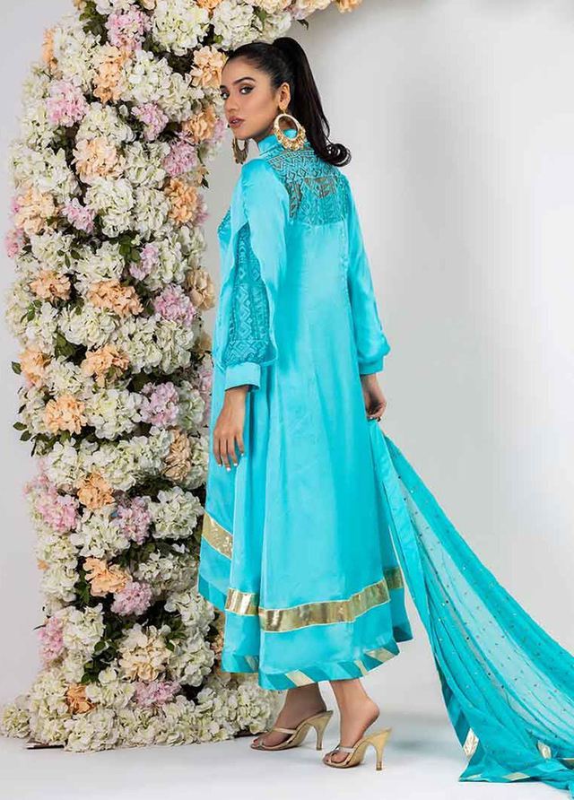 Jooray Kapray Pret Luxury Chiffon 3 Piece Suit JK23L Blue Rose